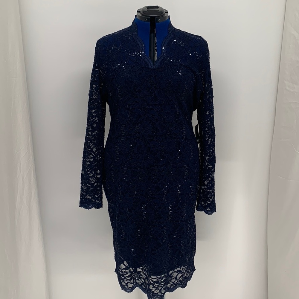 Marina• Blue lace & sequin Formal Dress. SzXXL or Sz16